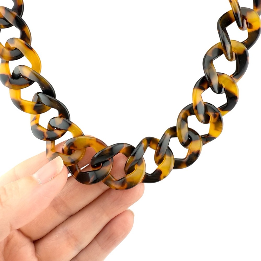 J Crew Necklace Tortoise Shell Chain Link - Picture 5 of 6